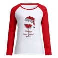 thumbnail image 4 of Qertyioot Hauts de Mode pour Femmes, Manches Imprimées Patchwork de Noël Col Rond Tee Décontracté, 4 of 7