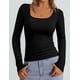 thumbnail image 2 of Remera PRETTYGARDEN de manga larga acanalada con escote redondo negra M, 2 of 4