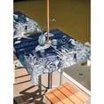 thumbnail image 2 of Outdoor Tablecloth with Umbrella Hole for Patio/Picnic/Party/Camping, Navy Blue Turtle Coastal Waterproof Table Cloth Square Cover Washable, Nautical Summer Beach Coral Jellyfish (54"x 54"), 2 of 8