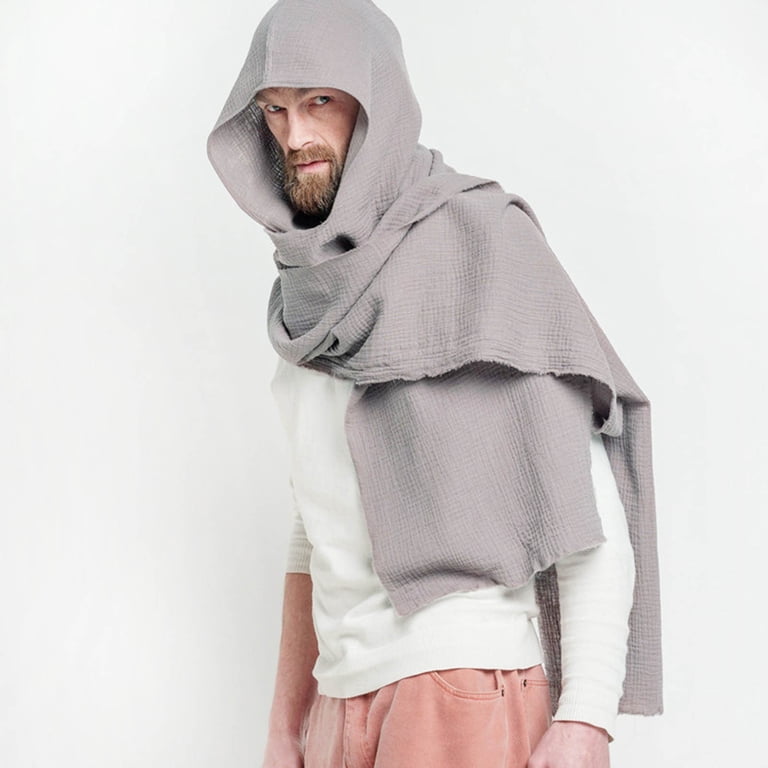 Fgnfyis Men Women Hooded Scarf Winter Crinkle Soft Scarf and Hat