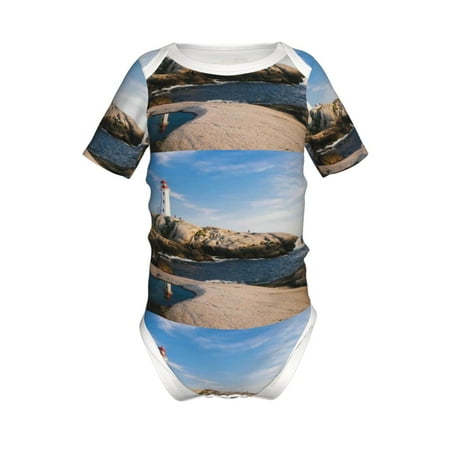 

Adobk Lighthouse Print Baby Climbing Clothes Jumpsuit Rompers Classic Rompers Child Short sleeve Bodysuits-18 Months