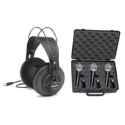 3 Pack Samson R21 Dynamic Microphones and SR850 Wired Headphone Bundle