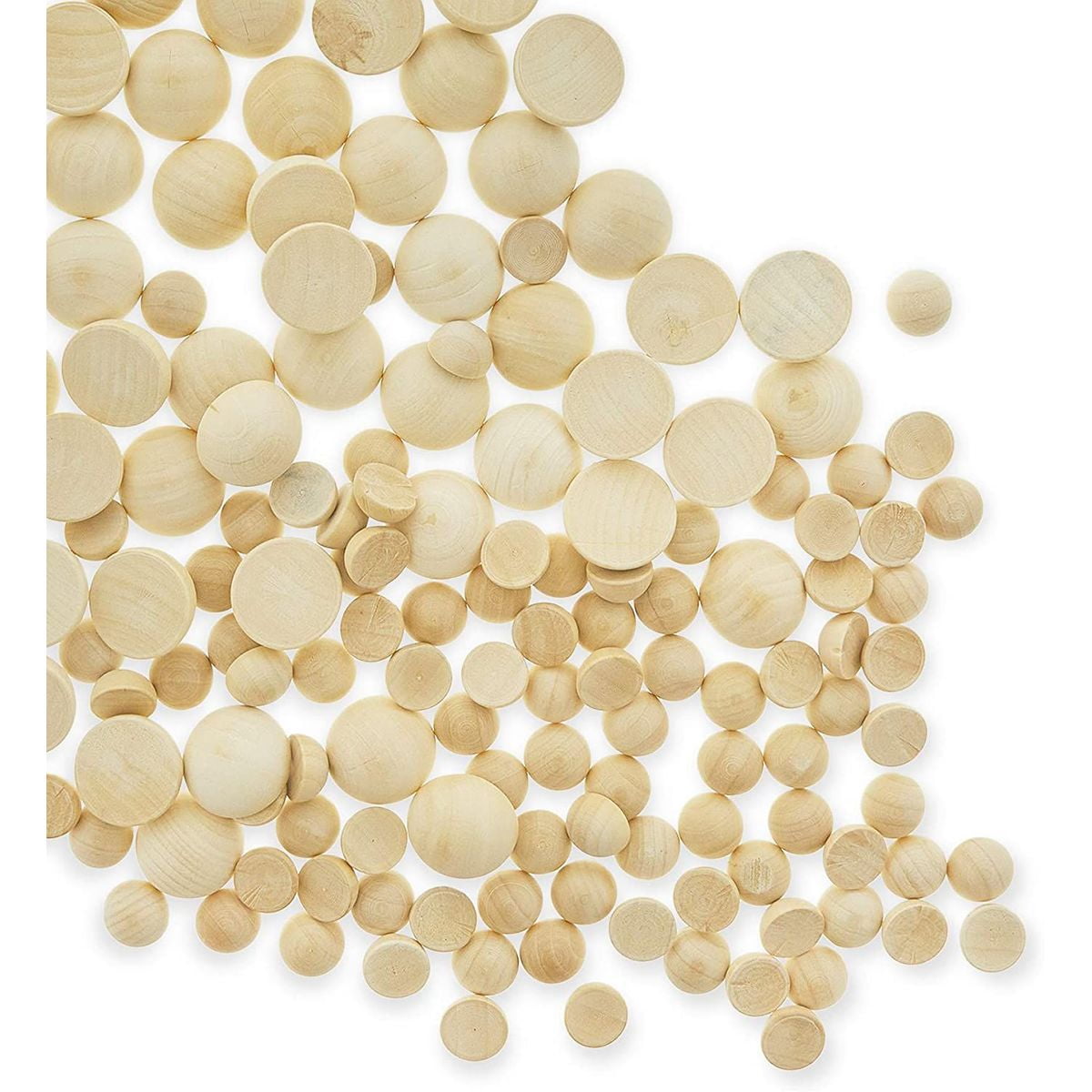 200 Pcs Bulk Half Balls Wooden Beads for Crafts and Jewelry Making, 3 Sizes