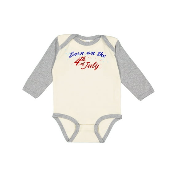 Inktastic Born on the 4th of July Boys or Girls Long Sleeve Baby Bodysuit