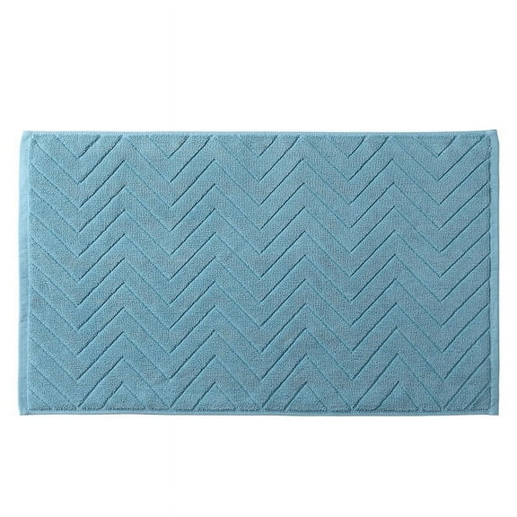 Firefly Hope Towels 1 Pack 100% Cotton Bath Mats 29.5 x 17.7 Inches, (Not a Bathroom Rug), Super Absorbent, Hotel Quality Premium Floor Towels, Wavy style，Blue