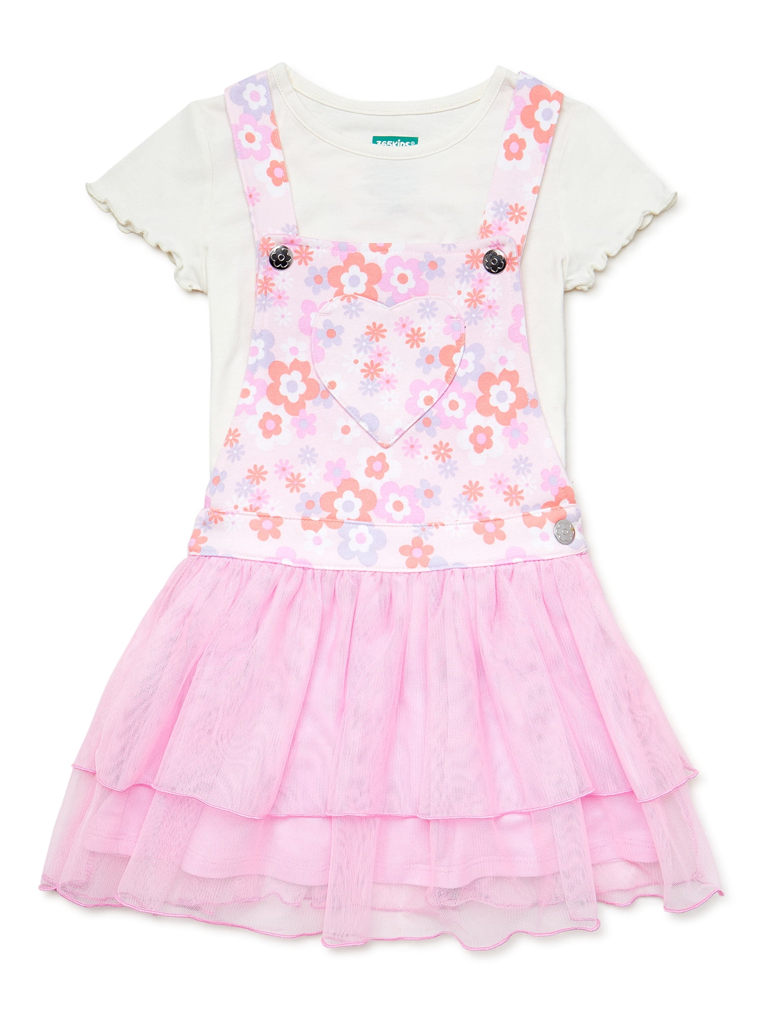 365 Kids from Garanimals Girls Tee and Skirtall Set, 2-Piece, Sizes 4-10