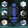Soontrans Blue Gaming Chair with Footrest, Leather Ergonomic Gamer