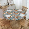 thumbnail image 4 of Round Tablecloth, Cherry Pink and White Striped Round Fitted Tablecloth with Elastic Waterproof Protection for 40-44" Round Table Cover for Indoor Dinner, Picnic, 4 of 6