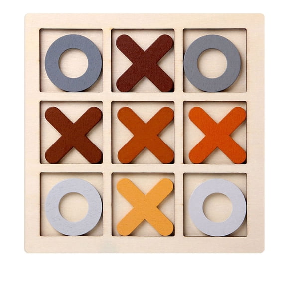 C Noughts And Crosses Kids Children Board Games Indoor Playing Tic Tac Toe Xo Wooden Strategy Game Educational Learning Toy 5.7X5.7X0.2 Inches