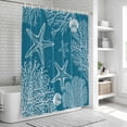 thumbnail image 6 of Blue Coastal Bathroom Shower Curtains with 12 Hooks Polyester Waterproof Shower Curtain for Stalls and Bathtubs Starfish Coral Summer Beach Ocean Decorative Bathroom Privacy Curtain 72x72 Inches, 6 of 9