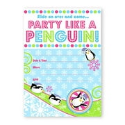 Angle View: POP parties Penguin Party Large Invitations - 10 Invitations 10 Envelopes - Pink