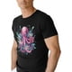 thumbnail image 1 of T-Shirts for Men, Pink Octopus Crew Neck Cotton T-Shirt Men's Short Sleeve Flower Leaves, 1 of 8