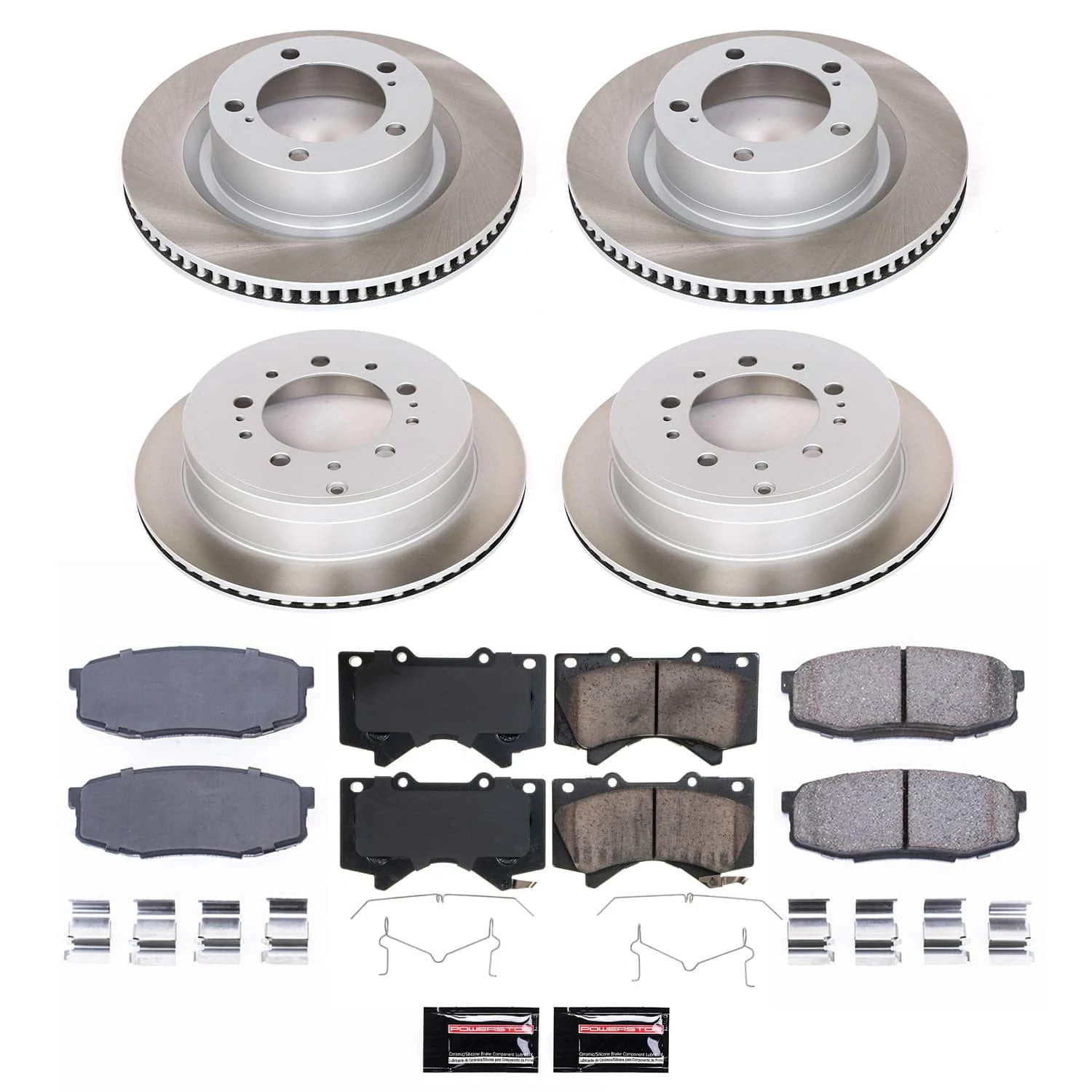 PowerStop Front and Rear Semi-Coated Rotor and Low-Dust Ceramic Brake Pad Kit SC2813