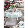 thumbnail image 4 of Outdoor Tablecloth with Umbrella Hole and Zipper, Teal Green Starfish Round Table Cloth 60 Inch Waterproof Tablecloth, Summer Coral Beach Conch Coastal Picnic Table Cover for Patio Camping, 4 of 7