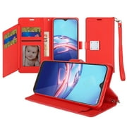 For Motorola Moto E 2020 Wallet Id Card Holder Case Cover - Red