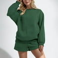 thumbnail image 4 of JIAYUE Women 2 Piece Outfits Sets Casual Long Sleeve Shorts Pocket Drawstring Solid Color Round Neck Top Loose Fit Female Trendy Clothing Set, 4 of 8