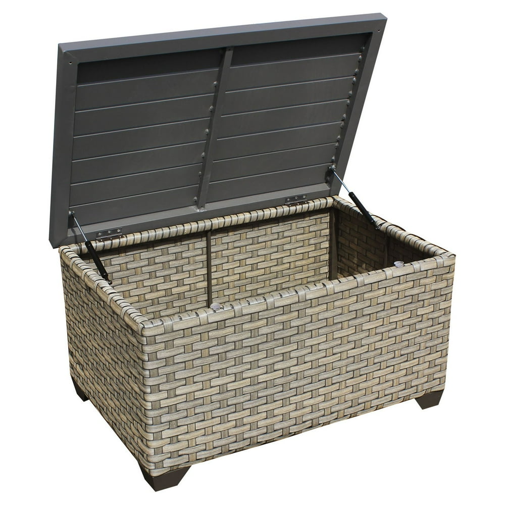 TKC Monterey Outdoor Wicker Storage Coffee Table in Summer Fog