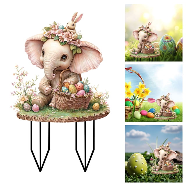 Xihbxyly Estacas de Pascua para Jardín, Decoración Acrílica Colorida, Diseños Originales de Conejitos y Huevos, Material Resistente a La Intemperie, para Uso En Exteriores, Celebración Festiva de Pri
