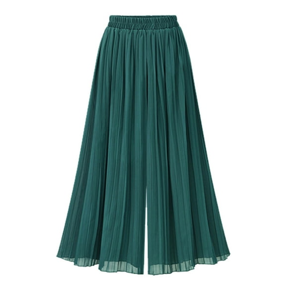 Maean Tall Pants for Women Long Elastic Waisted Wide Leg Loose Pleated Comfy Breathable Dress Trousers