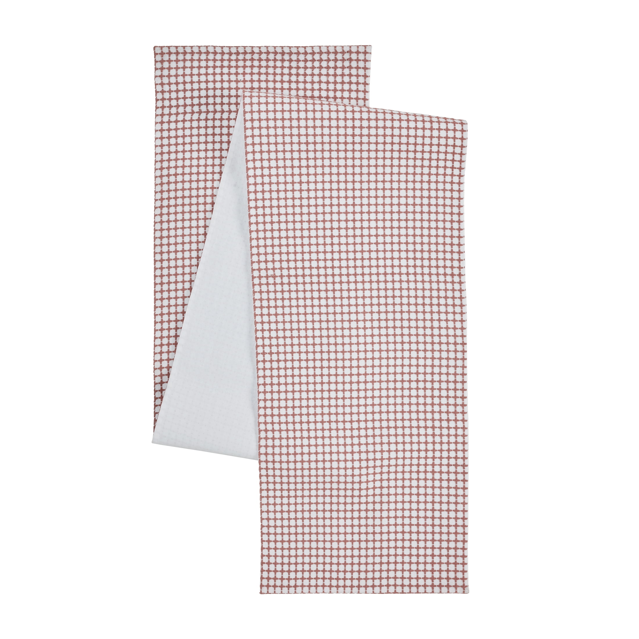 My Texas House Faye Cotton Rich Grid 14" x 90" Table Runner, Pink