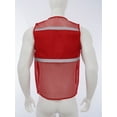 thumbnail image 3 of TiaoBug Men Women High Visibility Reflective Safety Vest Breathable Mesh Zipper Vest Work Outdoor Activities Red 170-L, 3 of 7