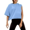 thumbnail image 2 of Women's Casual Shirts Short Sleeve Yoga Casual Loose Sports T Shirt Basic Cute Shirts L, 2 of 8
