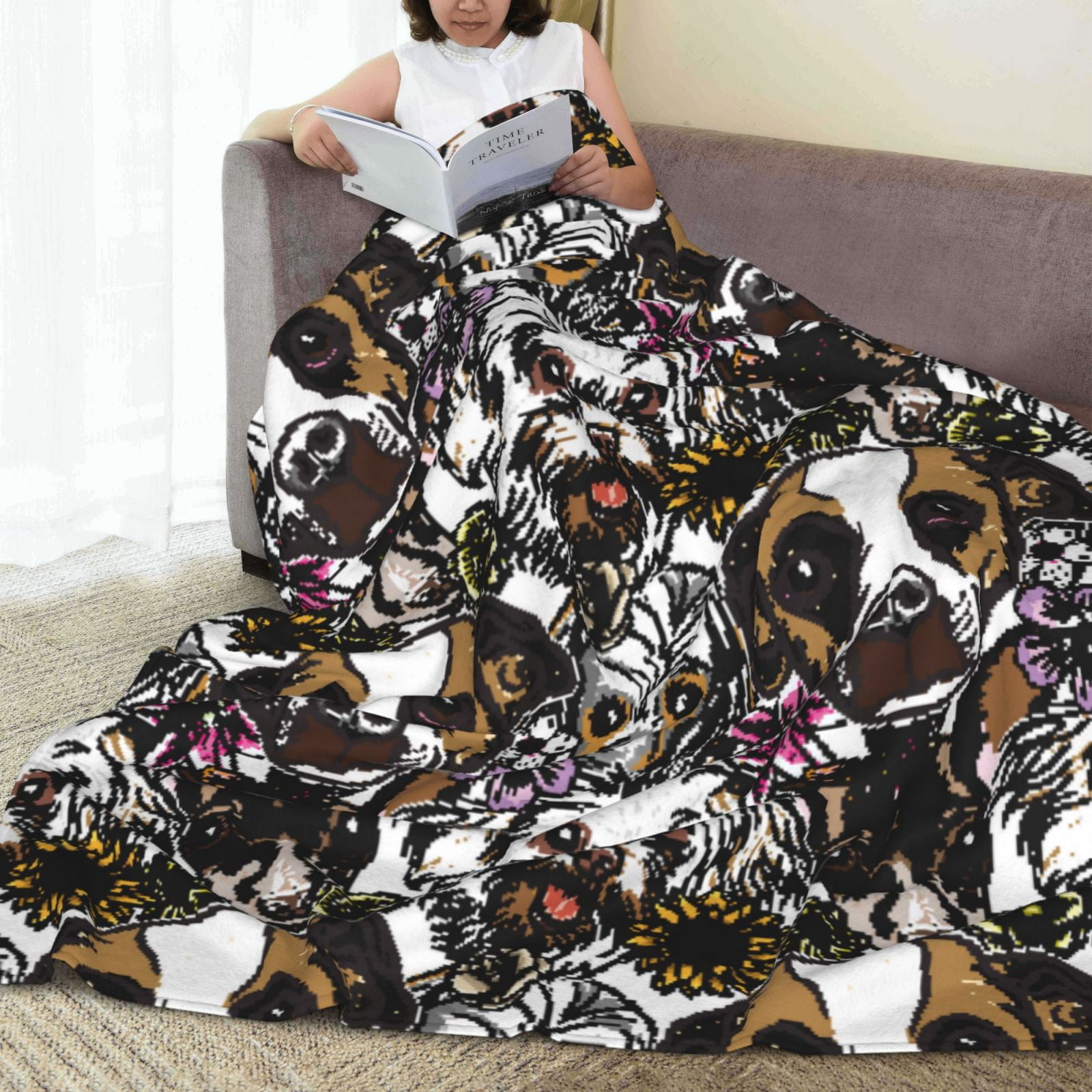 Rateoe Cute Dogs Puppy2 Print Fuzzy Fleece Throw Blanket Extra Large,Super Soft,Fluffy and Warm Blankets for Couch,Bed,All Season Use (50"x40")