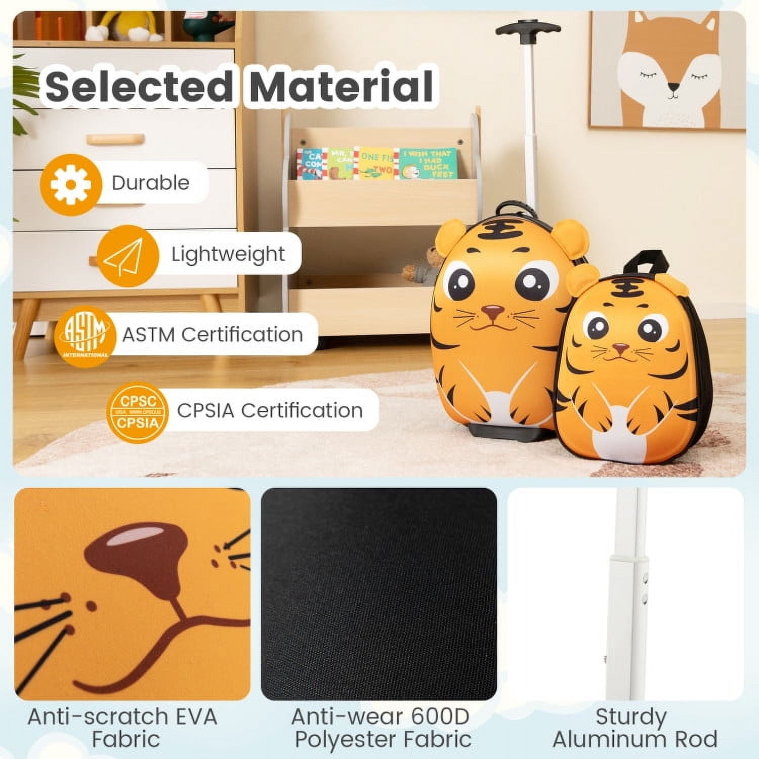 Lowestbest Kids Suitcase for Boys/ Girls, 2Pcs Kids Suitcases and Luggage, Rolling Suitcase for Kids, Kids Carry-on Luggage Set with Spinner Wheels, Girls Hard Shell Travel Suitcase