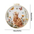 thumbnail image 4 of Cat Stamped Cross Stitch Kits Bordado Con Hilo Color Tela Aro, 4 of 9