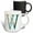 Multicolor, variant on 3drose, Turquoise and Image of Gold Leafy Monogram Initial W, 11oz Two-tone Green Mug