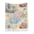thumbnail image 6 of Personalized Printed Old Caravel Vintage Sailboat Sea Monochrome Long Pile Fringe Men Scarf Women'S Anti Chill Scarf, 6 of 7