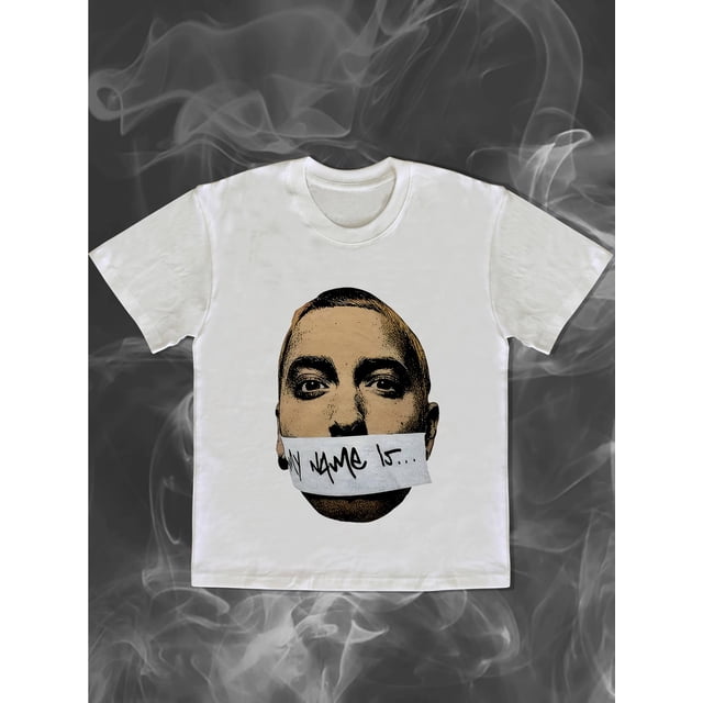 Y2K Punk Graphic Portrait Print Women's T-Shirt - Edgy Streetwear Tee with Stylized Smoke Effect, Semi-Sheer Round Neck Short Sleeve Top for Casual Outfits & Layered Looks, Casual Sporty Tee