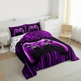 thumbnail image 3 of Feelyou Futuristic Gamepad Boys Queen Comforter Set, Neon Purple Honeycomb Bedding Sets, Modern Video Game Reversible Bedding Comforter Set, Microfiber Bedroom Decor, 3pcs, 3 of 8
