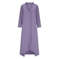 thumbnail image 7 of Women's Linen Boho Summer Maxi A-Line Dress V-Neck Long Sleeve Ruffle Trim Tiered Hem Flowy Beach Dress Elegant Loose Fit High-Low Caftan Dress Vacation Sun Dress, 7 of 7