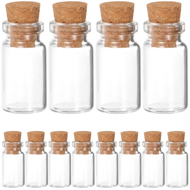 BESTONZON 25 Pcs Clear Small Mini Glass Jars with Cork Stoppers DIY