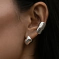 thumbnail image 5 of PISONIC Chunky Ear Cuff for Women - 18K Gold Plated Huggie Hoop, Non Piercing Cuff Earrings, Clip On Elegant Ear Clips, Cartilage Wrap, Fashionable Fake Earring Cuffs for Non Pierced Ears, 5 of 7