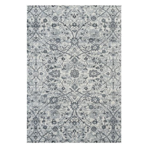 HomeRoots 531833 9 x 12 ft. Grey & Beige Floral Power Loom Rectangle Area Rug