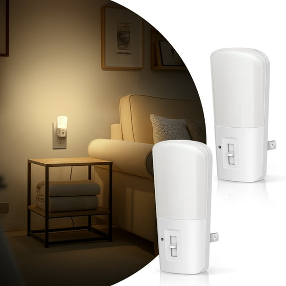 2 Pcs White Warm White 3000K Vertical Dimmable Night Light