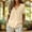 Beige, variant on Short Sleeve T -Shirts Women Summer Solid Cotton Linen Shirt Loose Fit Casual Pullover V Neck Embroidered Tops