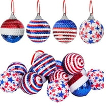 Yhmxh Independence Day Hanging Ball, 3.2 Inch Memorial Day Sequin Hanging Ball Ornament, 4th of July Red White Blue Tree Decorations for Memorial Day Veterans Patriotic USA Themed Party Supplies