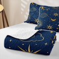 thumbnail image 4 of Manfei Bohemian Celestial Stars Twin Quilt Set,Retro Sun Moon Clouds Twin Coverlet Set,Gold Blue,Navy Blue Reversible,2pcs,1 Bedspread and 1 Pillowcase, 4 of 7