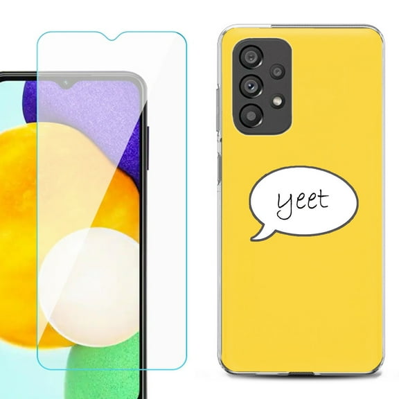 Slim-Fit Gel TPU Phone Case for Samsung Galaxy A23 5G, with Tempered Glass Screen Protector, by OneToughShield ® - Yeet