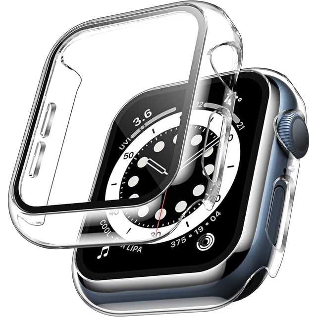 TAURI Paquete de 2 Estuches Rígidos Compatibles con Apple Watch Series 3/2/1 42mm Protector de Pantalla de Vidrio Templado 9H Incorporado Parachoques Delgado Cubierta Protectora Completa Sensible al T