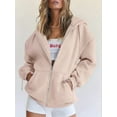 thumbnail image 5 of Womens Zip Up Hoodies Oversized Sweatshirts Fall School Fashion Outfits Casual Jackets Winter Clothes Khaki S, 5 of 9