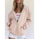 thumbnail image 5 of Sudaderas con Capucha y Cremallera para Mujer, Sudaderas Extragrandes, Conjuntos de Moda Escolar para Otoño, Chaquetas Informales, Ropa de Invierno Caqui S, 5 of 9