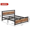 thumbnail image 3 of WhizMax Queen Size Bed Frame with Wooden Headboard, Queen Platform Industrial BedFrame No Box Spring Needed, Easy to Assemble 14 inch Queen Mattress Foundation - Queen, 3 of 7