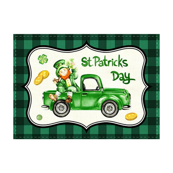 Printed Saint Patrick Place Mats, Anti-Stain Thermal Insulation Table Mats for Home Kitchen, 19X11.8 inch