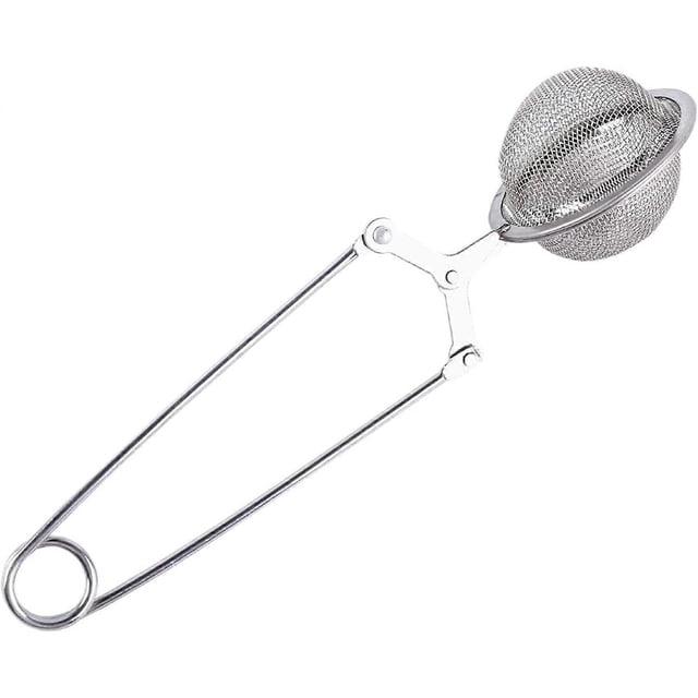 Dispensador de harina de cacao y chocolate, de malla redonda esférica compacta de acero inoxidable con acción de resorte de doble cara, para hornear glaseado y chispas.