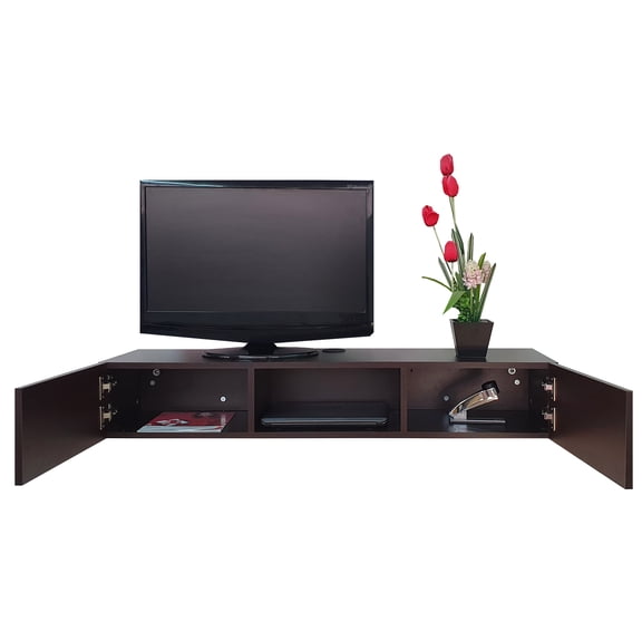 Repisa Escritorio Flotante DECOMOBIL Minimalista Chocolate Wengue RTVF-120X30-W