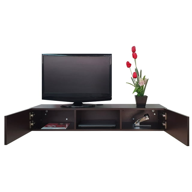 Repisa Escritorio Flotante DECOMOBIL Minimalista Chocolate Wengue RTVF-120X30-W
